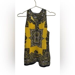 Vintage Cache Yellow & Black Paisley Top Sz Small